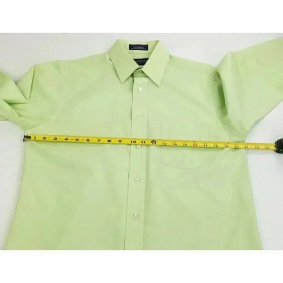 Stafford 15 32-33 Classic Fit Men's The Super Shirt Lime Green Long Sleeve - Picture 2 of 6